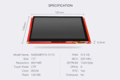 Nextion 7” R Serisi HMI Rezistif Dokunmatik TFT LCD Ekran – 800x480 – 32MB Hafıza
