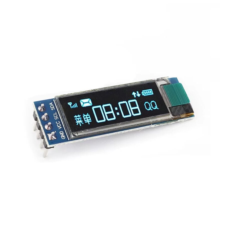 0.91'' 128x32 OLED LCD Ekran Modülü – SSD1306 – I2C – Mavi Renk