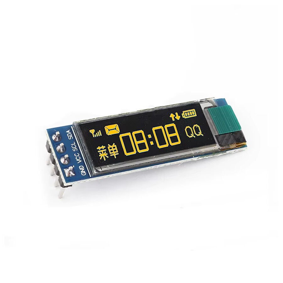 0.91'' 128x32 OLED LCD Ekran Modülü – SSD1306 – I2C – Sarı Renk
