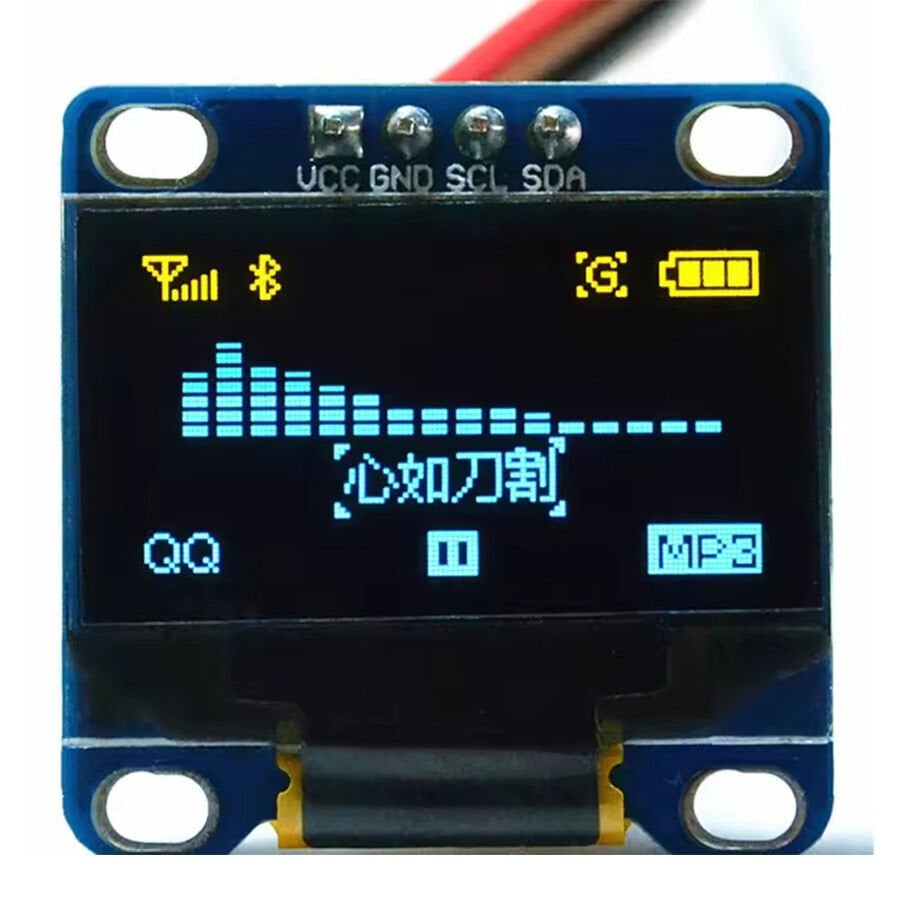 0.96'' 128x64 OLED Grafik LCD Ekran Modülü – SSD1306 – I2C – Sarı-Mavi Renk