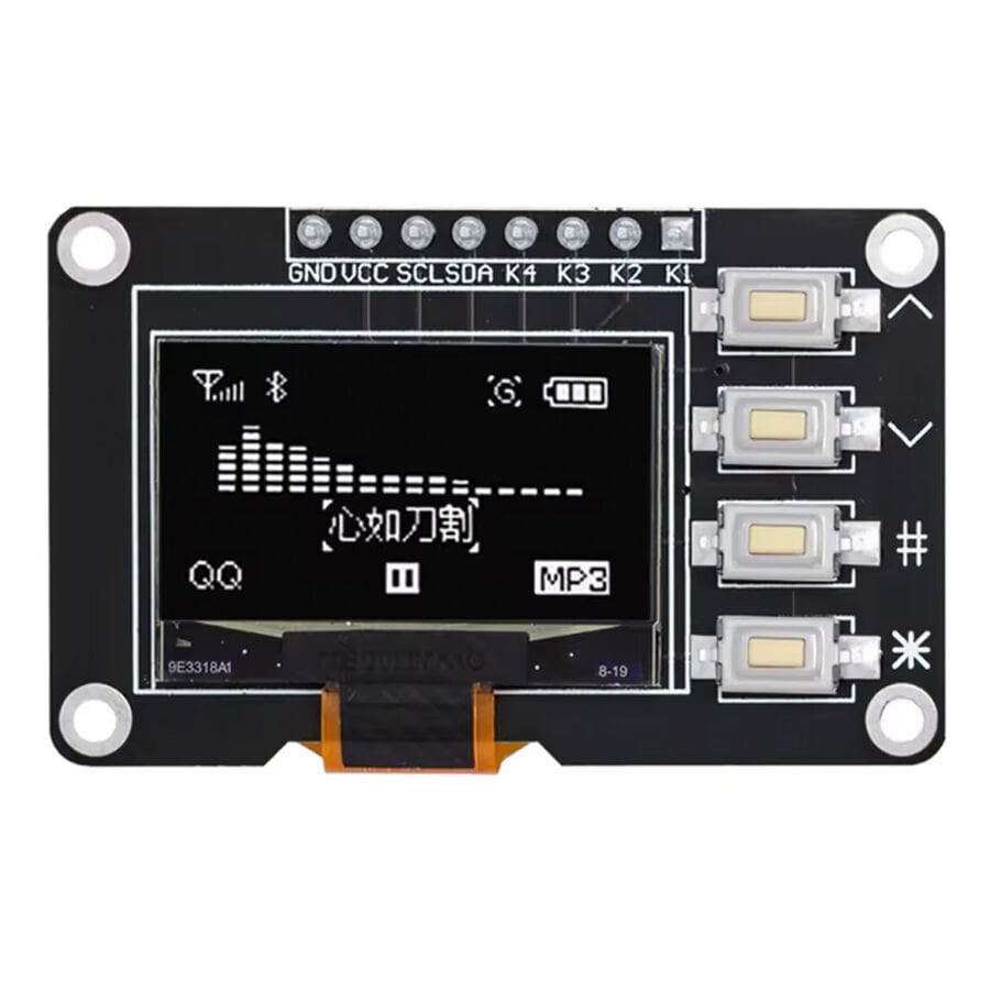 0.96'' 128x64 Butonlu OLED Grafik LCD Ekran Modülü – SSD1315 – I2C – Beyaz
