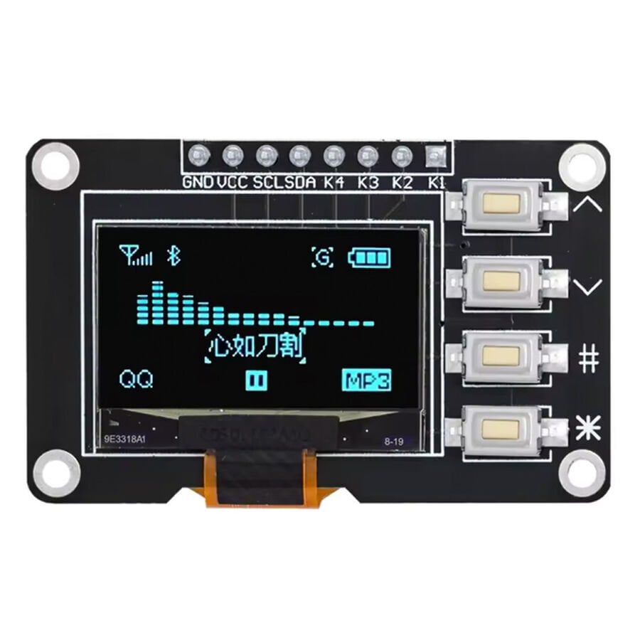 0.96'' 128x64 Butonlu OLED Grafik LCD Ekran Modülü – SSD1315 – I2C – Mavi