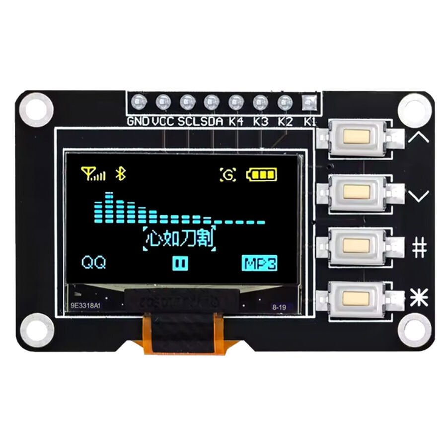 0.96'' 128x64 Butonlu OLED Grafik LCD Ekran Modülü – SSD1315 – I2C – Sarı-Mavi Renk