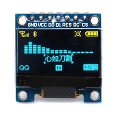 0.96'' 128x64 7 Pin OLED Grafik LCD Ekran Modülü – SSD1306 – SPI – Sarı-Mavi