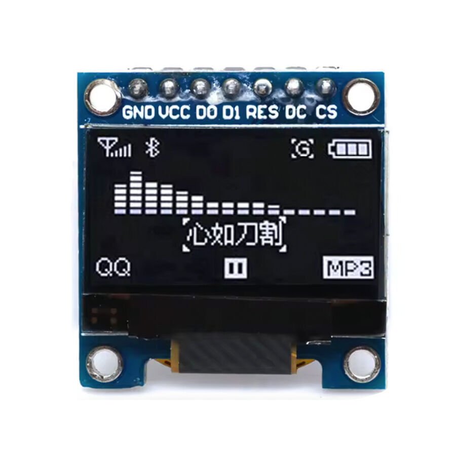 0.96'' 128x64 7 Pin OLED Grafik LCD Ekran Modülü – SSD1306 – SPI – Beyaz