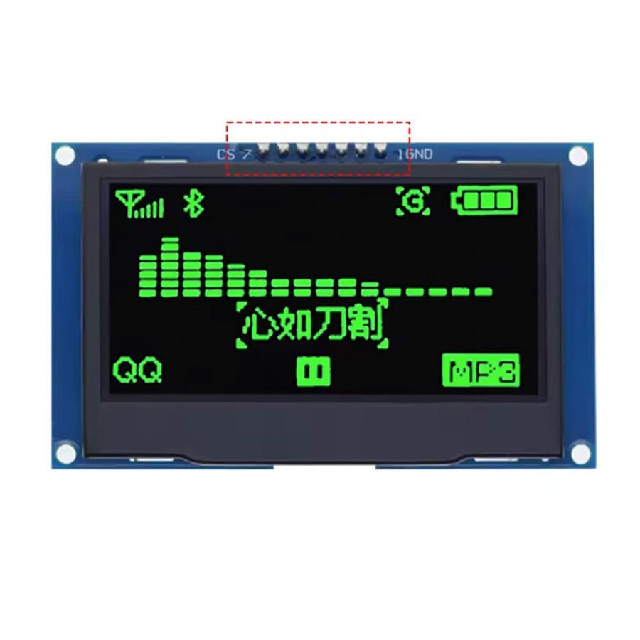 2.42 inç 128x64 OLED Ekran Modülü - SSD1309 - 7 Pin - SPI/IIC I2C - Seri Bağlantı - Yeşil
