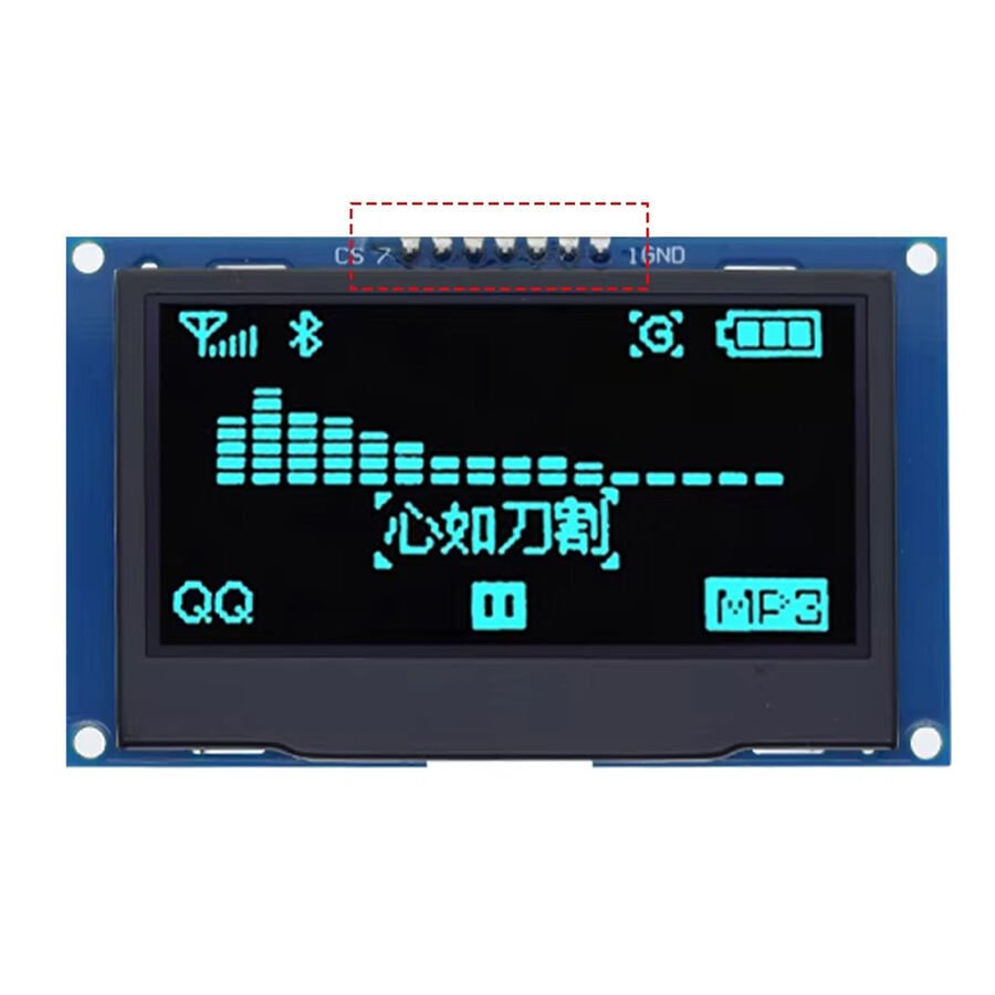 2.42 inç 128x64 OLED Ekran Modülü - SSD1309 - 7 Pin - SPI/IIC I2C - Seri Bağlantı - Mavi