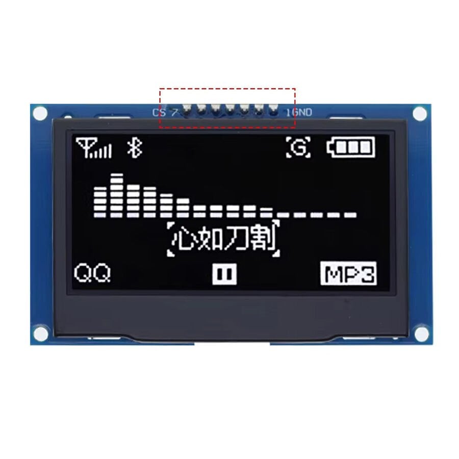 2.42 inç 128x64 OLED Ekran Modülü - SSD1309 - 7 Pin - SPI/IIC I2C - Seri Bağlantı - Beyaz
