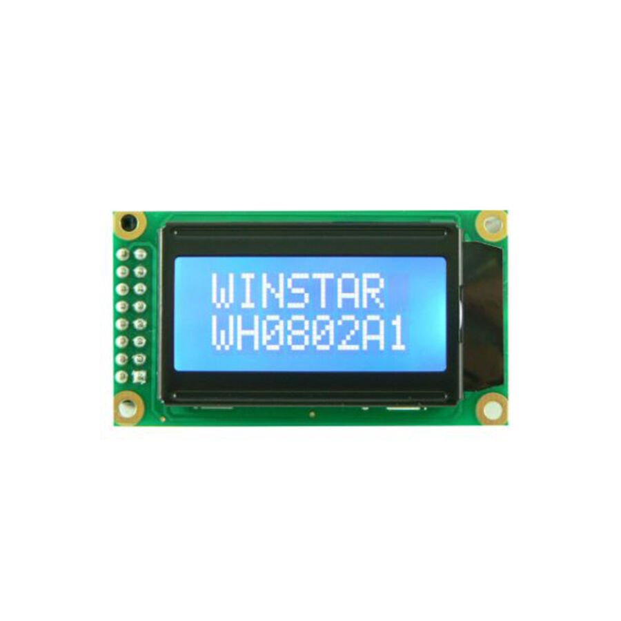 2x8 Karakter LCD Ekran – WH0802A1-TMI-ET# – Parlak Beyaz Karakterli Mavi LED Arka Işık