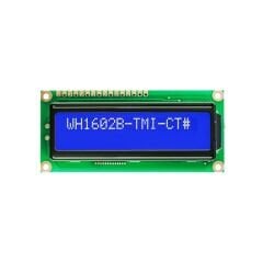 2x16 Karakter LCD Ekran – WH1602B-TMI-CT – Mavi Arka Işık, Beyaz Karakter