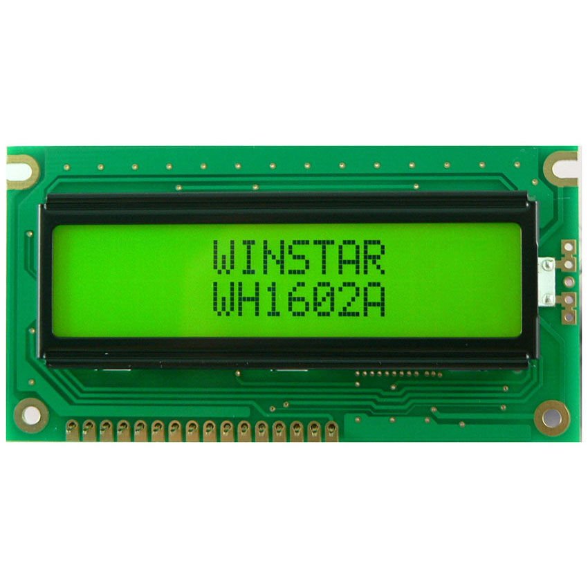 2x16 Karakter LCD Ekran – WH1602A-YYH-CTK#010 – Yeşil Arka Işık, Siyah Karakter