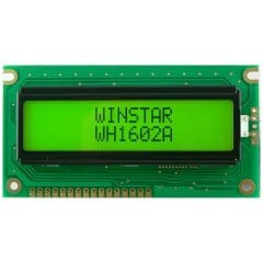 2x16 Karakter LCD Ekran – WH1602A-YYH-CTK#010 – Yeşil Arka Işık, Siyah Karakter