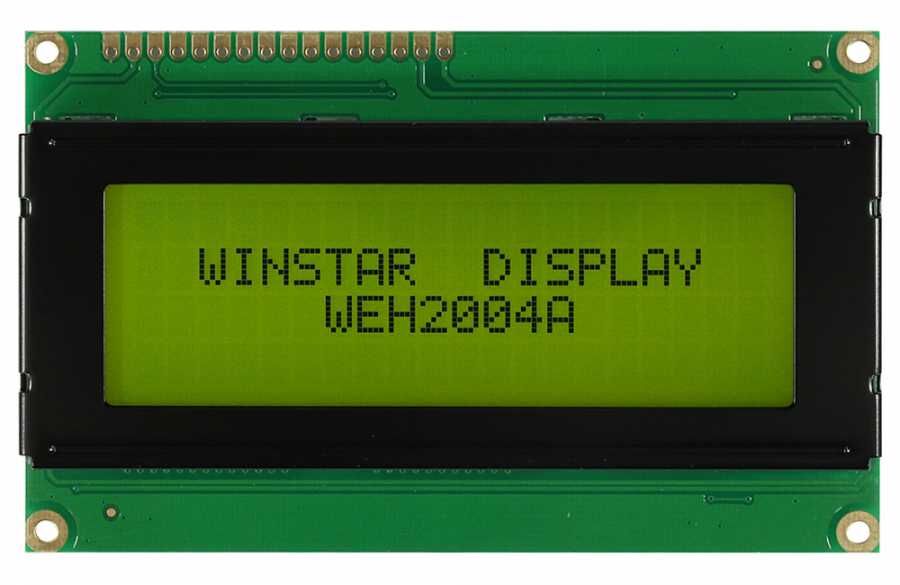 4x20 Karakter LCD Ekran – WH2004A-YYH-ET – Yeşil Arka Işık, Siyah Karakter