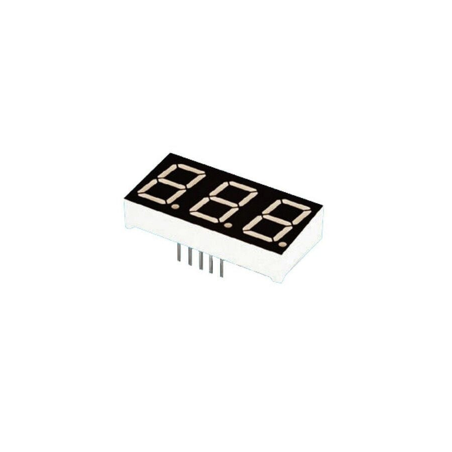 14mm Üçlü Kırmızı LED 7 Segment Display – Ortak Anot, Siyah Yüzey