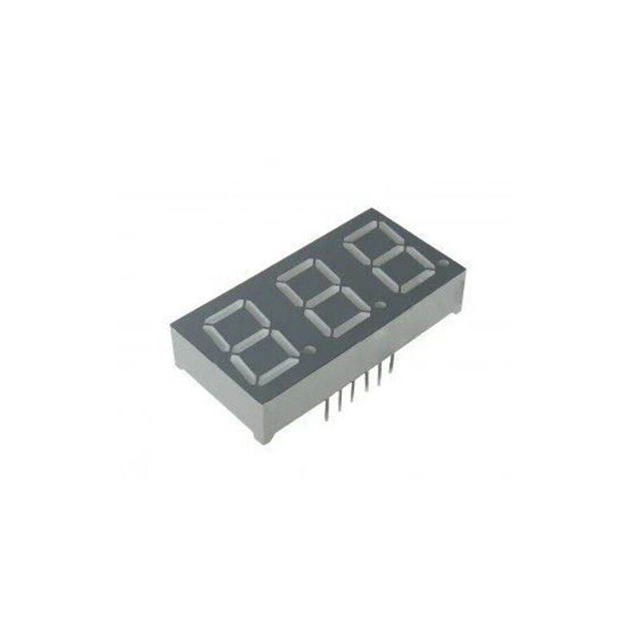 14mm 3’lü Kırmızı LED 7 Segment Display – Ortak Katot, Gri Yüzey