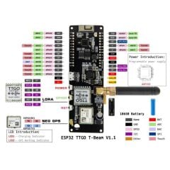 ESP32 868MHz WiFi Bluetooth Geliştirme Modülü - TTGO T-Beam, GPS, OLED, LoRa, REV1, 4MB PSRAM