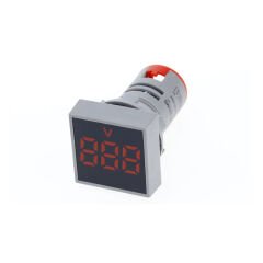 22mm AC 60-500V Dijital Voltmetre - Kırmızı