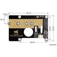 Raspberry Pi 5 PCIe – M.2 NVMe SSD Adaptör Kartı (2230/2242/2260/2280)