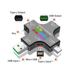 12 in 1 USB Dijital Voltaj ve Akım Test Cihazı – Çok Fonksiyonlu USB Tester