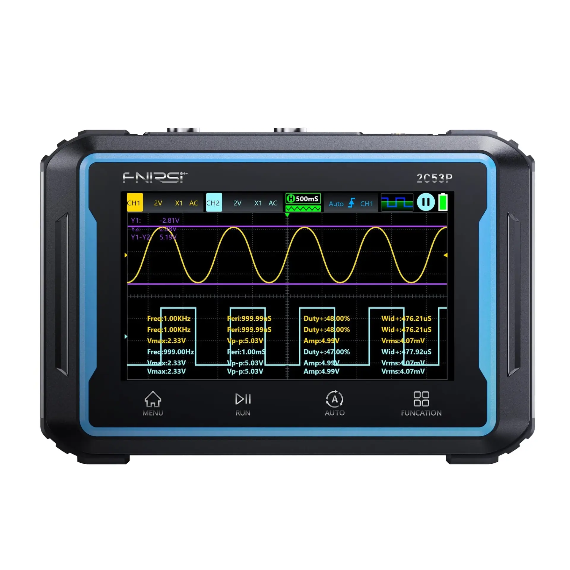 FNIRSI 2C53P 3’ü1 Arada Tablet Osiloskop + Multimetre + Fonksiyon Jeneratörü 50MHz 250MS/s